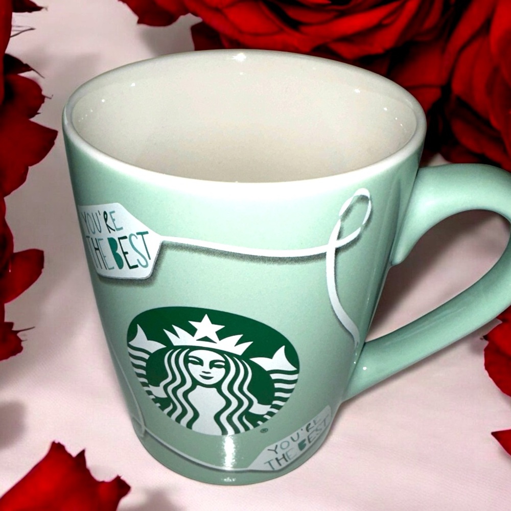 Starbucks coffee mug You're the Besr 10 oz green mint ceramic Valentine's Day